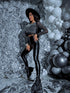 One size, faux leather leggings with insulation - BLACK